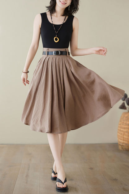 Pleated High Waist Skirt Women C3946