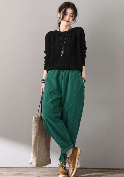 Women Retro Loose Corduroy Pants C5139