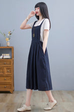 Load image into Gallery viewer, Linen Pinafore Dress, Linen midi dress C2255
