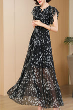 Load image into Gallery viewer, black floral dress women summer C4090
