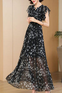 black floral dress women summer C4090