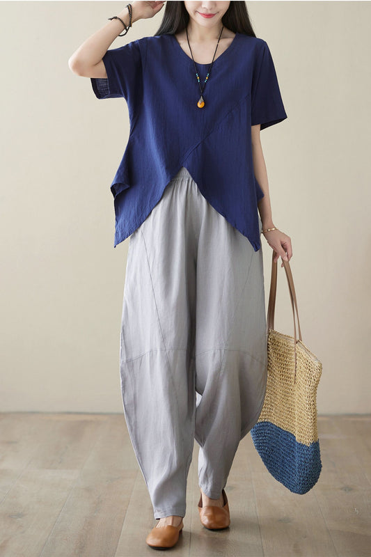 Women's Wide Leg Linen Pants C3956