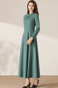 Winter Maxi Wool Dress with pockets C3691