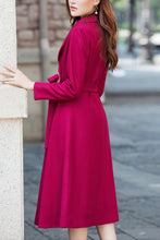 Load image into Gallery viewer, Winter rose red double-breasted wool coat C4205
