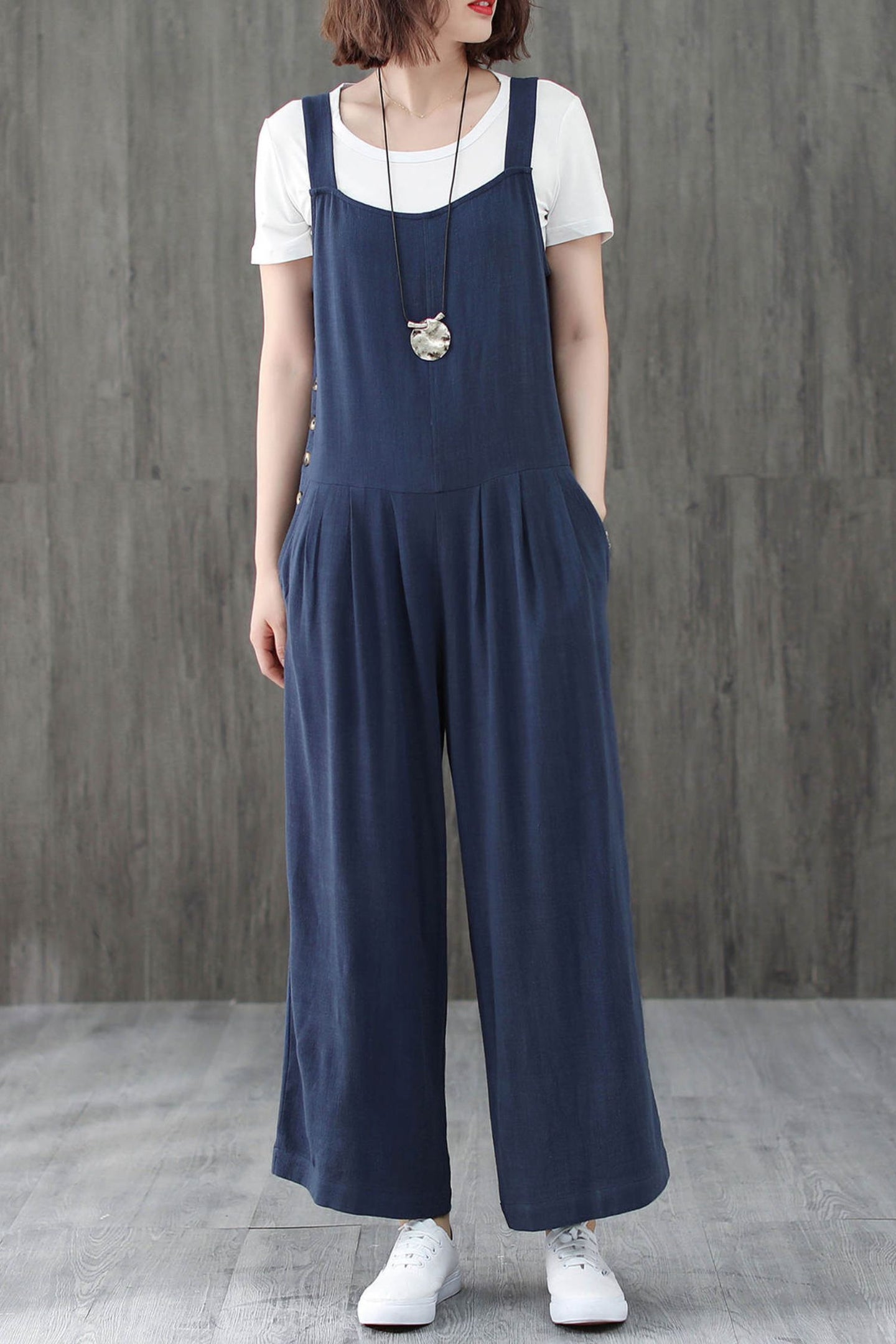 Blue Casual Linen Jumpsuits C1946