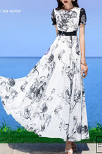 Load image into Gallery viewer, White women chiffon printing  dress C3979
