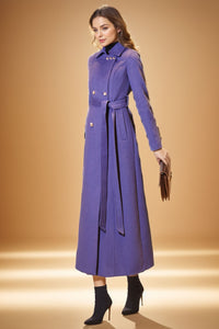 Women's Medium-length Purple coat C4072