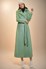 Load image into Gallery viewer, Trench Green Wool Coat Women C4074
