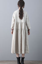 Load image into Gallery viewer, Loose Linen Midi Oversized Long Sleeve A line Dress with Pocket C1848
