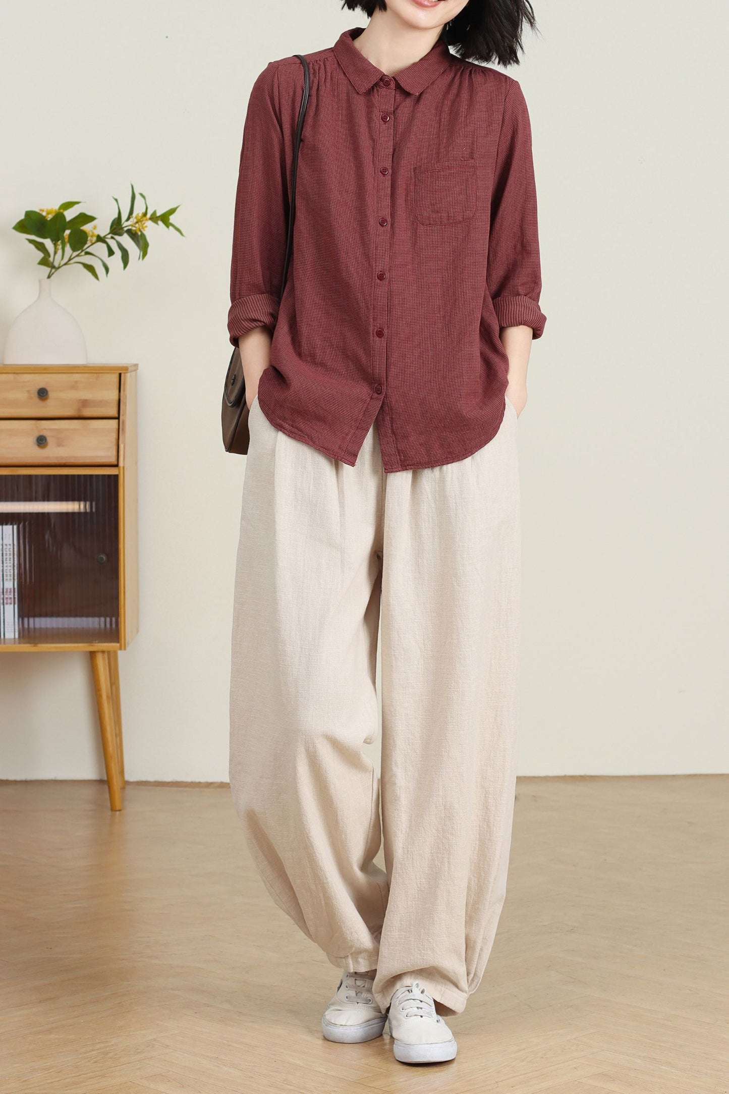 Spring Casual Linen Pants for Women C4726