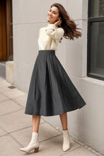 Load image into Gallery viewer, Midi Grey Winter Wool Skirt C4322
