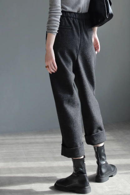 Long casual winter wool pants women C4383