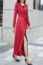 Load image into Gallery viewer, Burgundy women spring and autumn trench coat C4198
