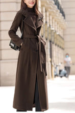 Load image into Gallery viewer, Tie belt long trench wool coat women C4603
