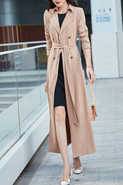 Khaki women spring and autumn trench coat C4195