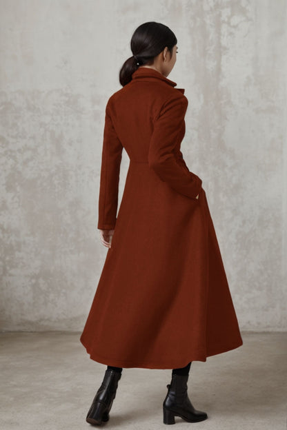 Handmade winter wool maxi coat C4414