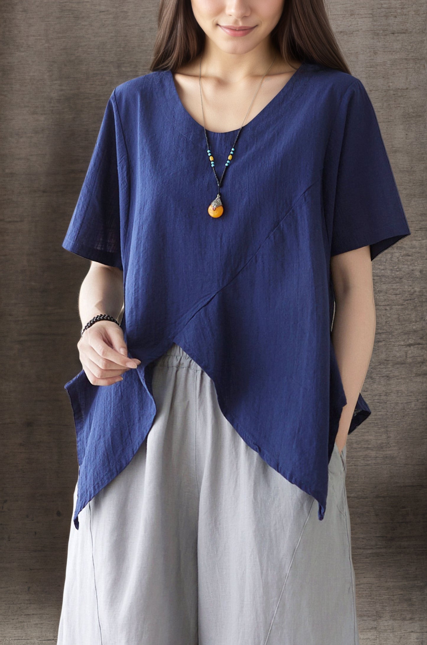 Navy blue Summer blouse C4859