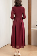 Load image into Gallery viewer, Spring and Summer Burgundy Dress C4301
