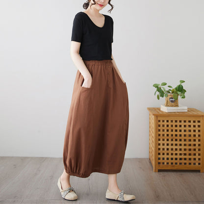 Summer linen Skirt with pockets c4895