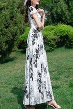 Load image into Gallery viewer, White Printed Women Large Swing Beach Long Dresses C3983
