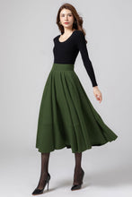 Load image into Gallery viewer, Midi swing winter wool skirt women C4332
