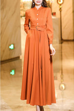 Load image into Gallery viewer, Orange spring and autumn waisted long dress C4176
