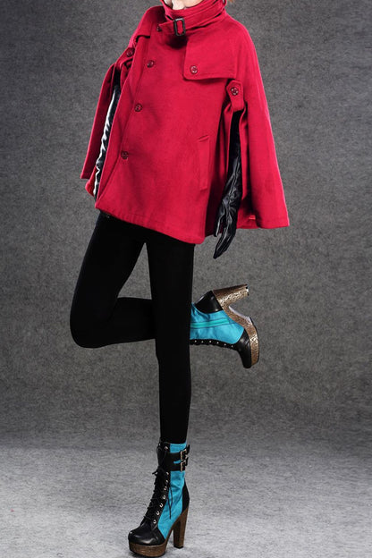 womens winter red wool  cape C135