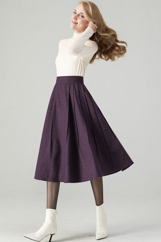 Midi Purple Wool Skirt C4520