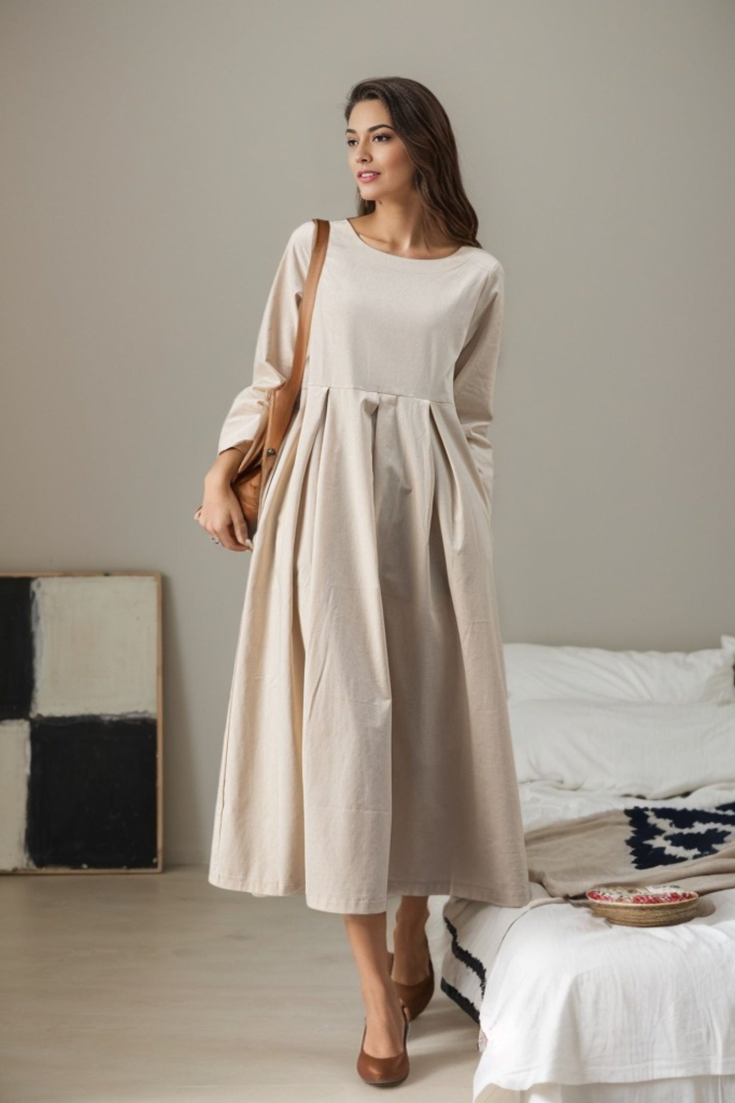 Women's Spring Casual Linen Dress C4545