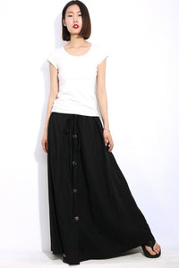 Button down Linen Maxi Skirt C336