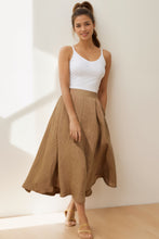 Load image into Gallery viewer, Women&#39;s Light Brown Linen midi Skirt C4132
