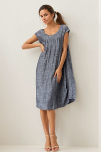 Gray Tunic Linen dress C4007