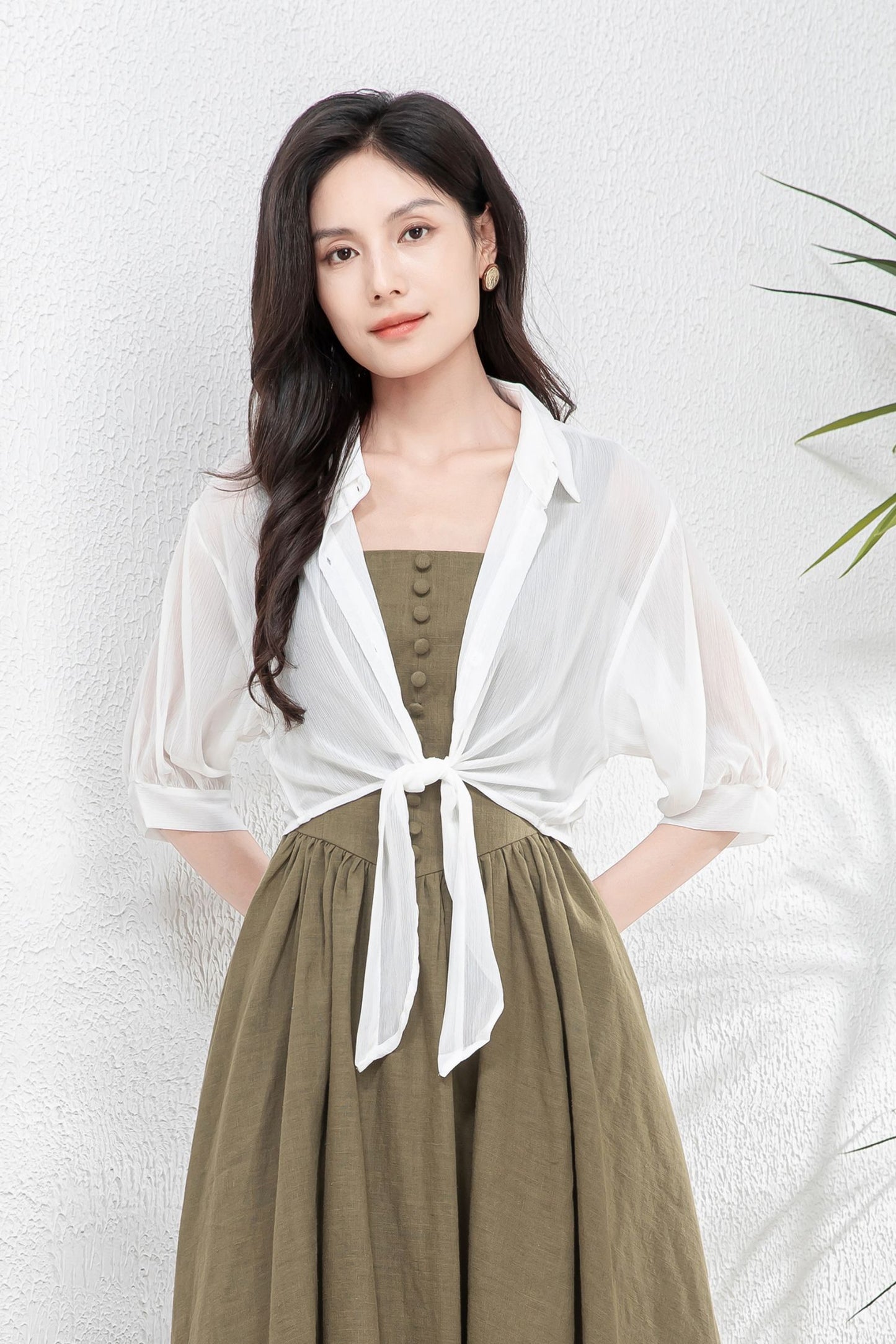 Lightweight White Chiffon Shawl Cardigan c4900