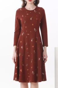 Elegant prom midi winter wool dress C4610