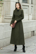 Load image into Gallery viewer, Military green a line wool coat C4504
