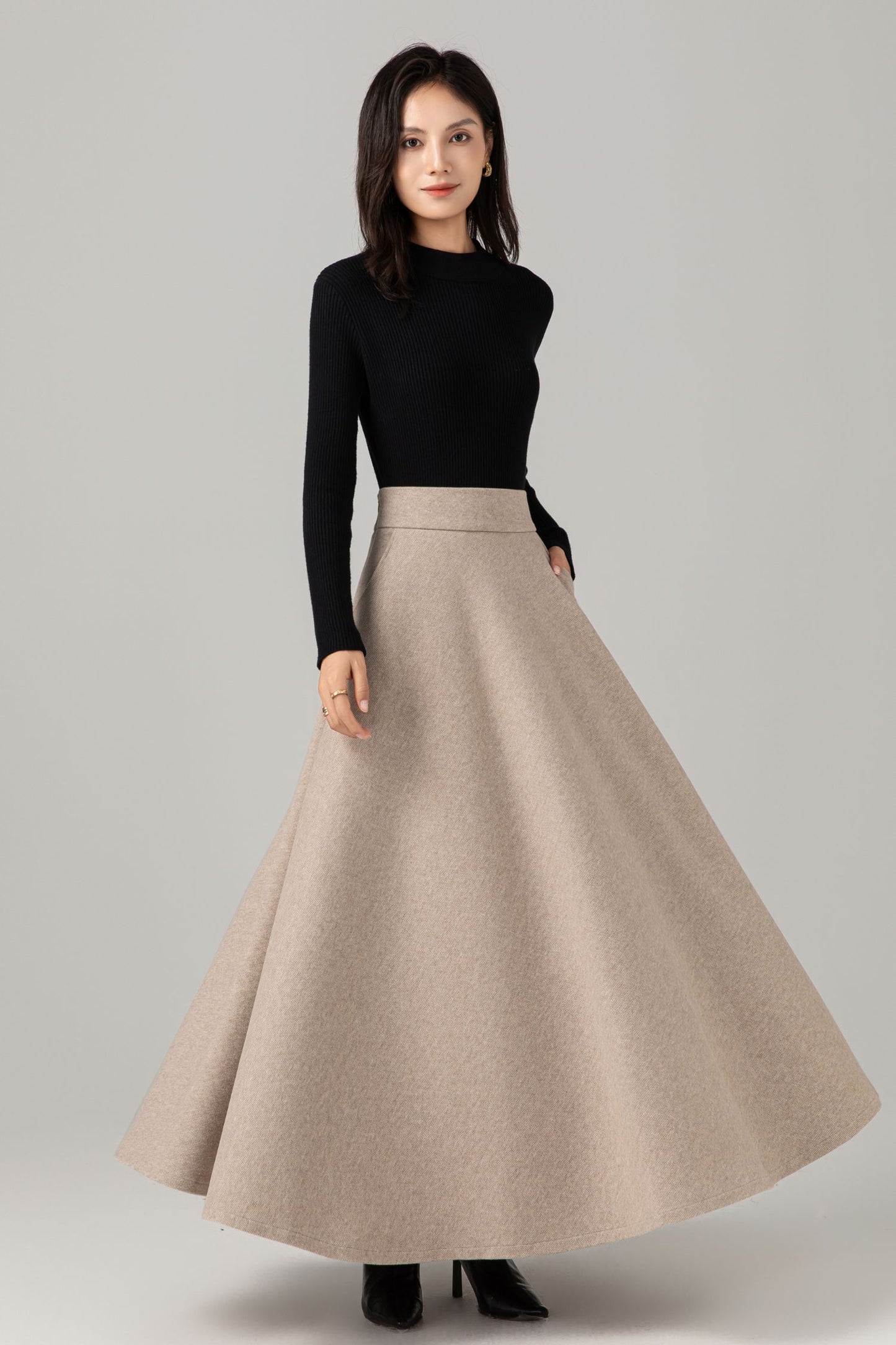 Maxi elegant winter wool skirt women C5274