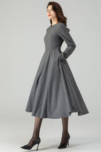 Load image into Gallery viewer, Grey Fit and Flare Wool Dress C4318
