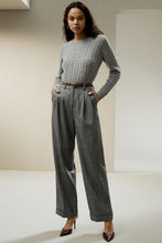 Load image into Gallery viewer, Wide leg wool-flannel suit pants C4294
