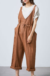 Loose Linen jumpsuit, womens linen overall C1695