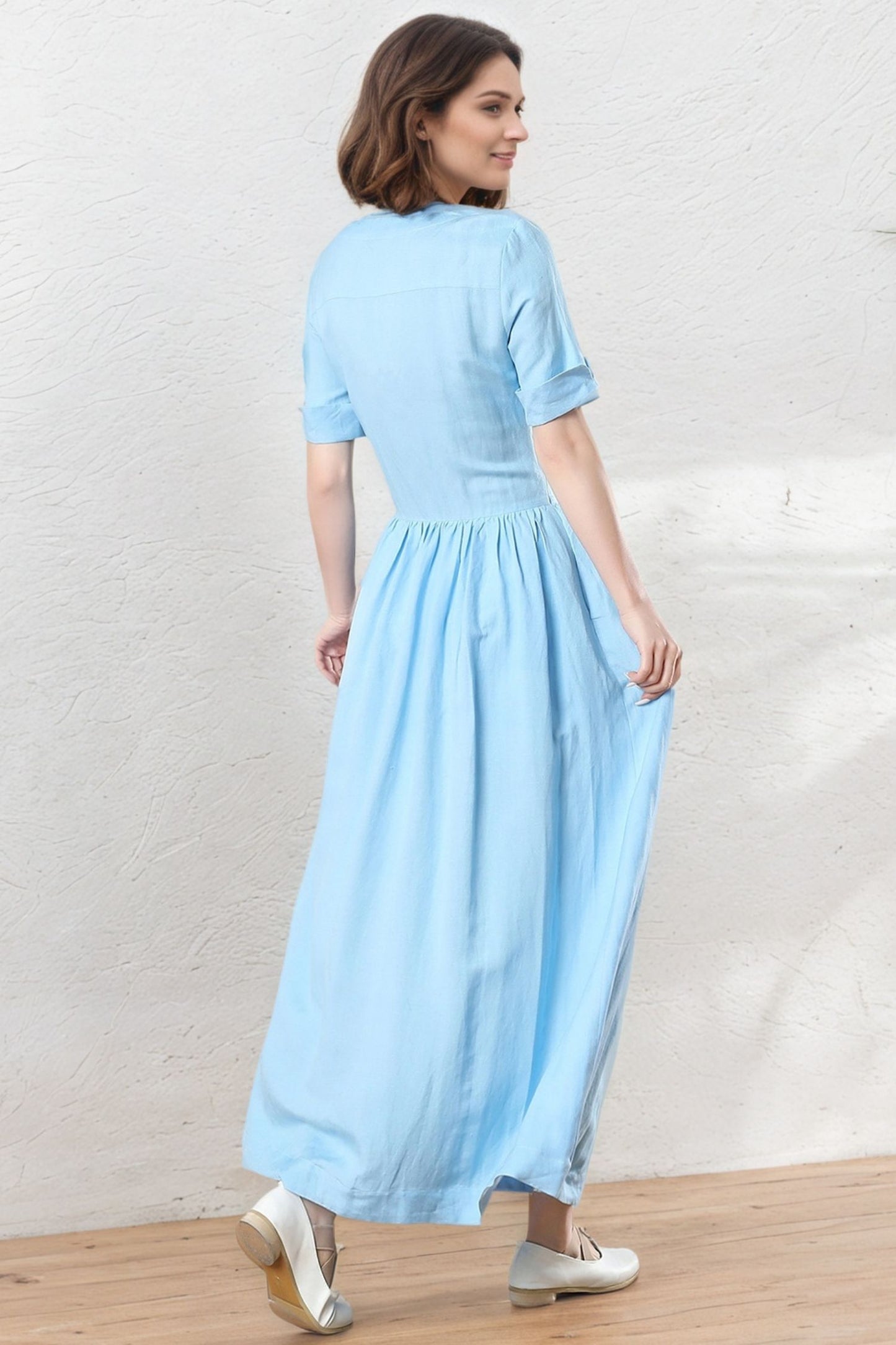Plus Size Linen Maxi Dress C5330