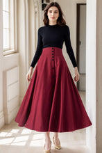 Load image into Gallery viewer, Wool Maxi A Line High Waisted Skirt C4259
