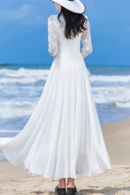 Load image into Gallery viewer, White chiffon long-sleeved dress C4039
