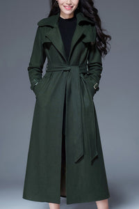 women autumn and winter waist tie long coat C4165