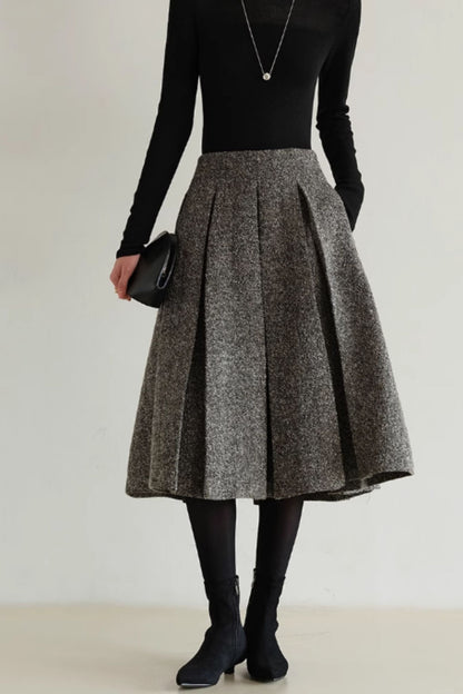 Gray wool set - jacket with wool skirt C5353