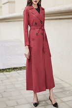 Load image into Gallery viewer, Burgundy women spring and autumn trench coat C4201
