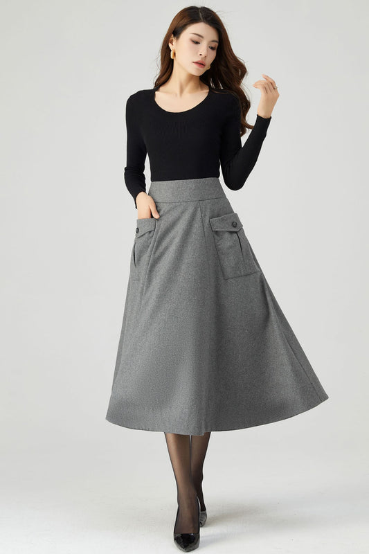 Winter Wool Grey Skirt C3554