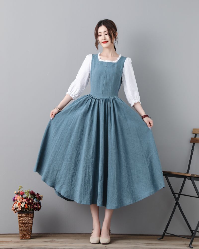 Swing Midi Princess Linen Dress C4703