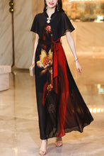 Load image into Gallery viewer, summer new black printed long dress C4055
