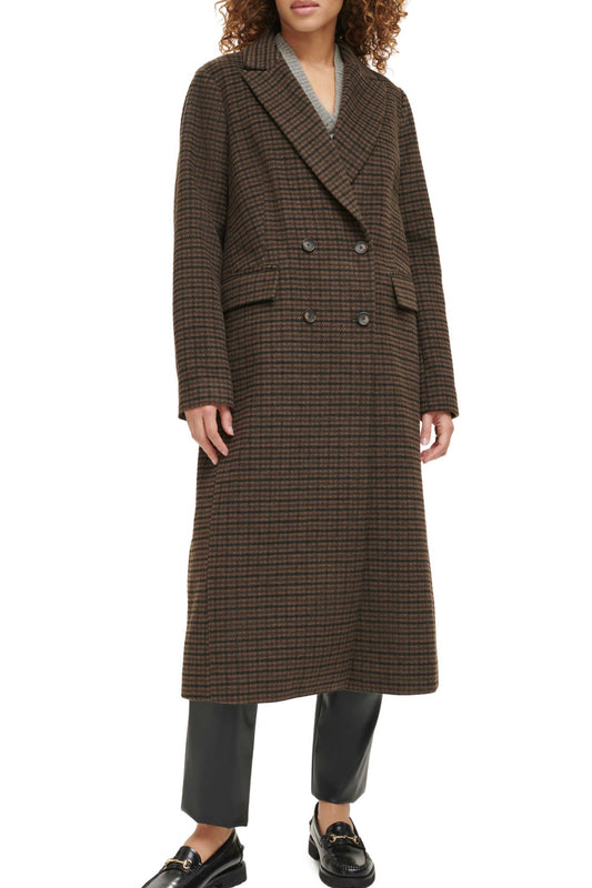 Women's Autumn and winter brown plaid coat C4297