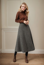 Load image into Gallery viewer, Plaid midi a line wool skirt C4446
